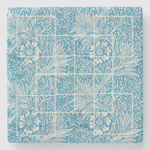 Vintage Blue and White Ornamental Floral Pattern Stone Coaster