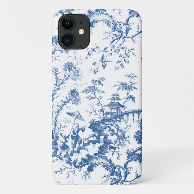 Vintage Blue and White Pagoda Chinoiserie Case-Mate iPhone Case (Back)