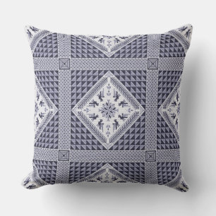 Vintage Blue and White Tatreez Pattern Cushion