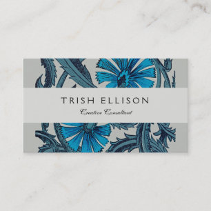 Vintage Blue Antique Flower art rustic Tile Decor Business Card
