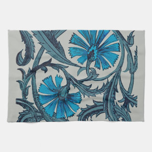 vintage blue antique flower arts crafts rustic tea towel
