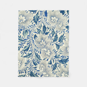 Vintage Blue Asian Floral: Antique Chinoiserie Fleece Blanket