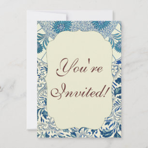 Vintage Blue Asian Floral: Antique Chinoiserie Invitation