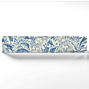 Vintage Blue Asian Floral: Antique Chinoiserie Nameplate