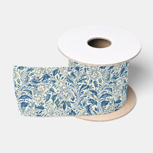 Vintage Blue Asian Floral: Antique Chinoiserie Satin Ribbon