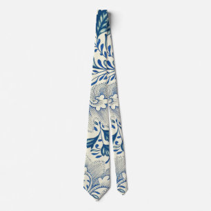 Vintage Blue Asian Floral: Antique Chinoiserie Tie