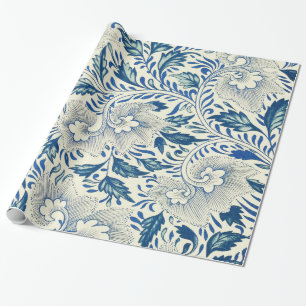 Vintage Blue Asian Floral: Antique Chinoiserie Wrapping Paper