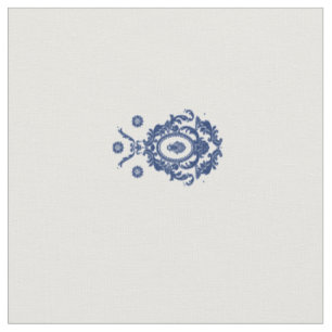 Vintage Blue Baroque Damask Pattern Fabric