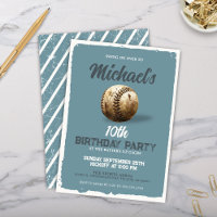 Vintage Blue Baseball Theme Viewing Birthday Party