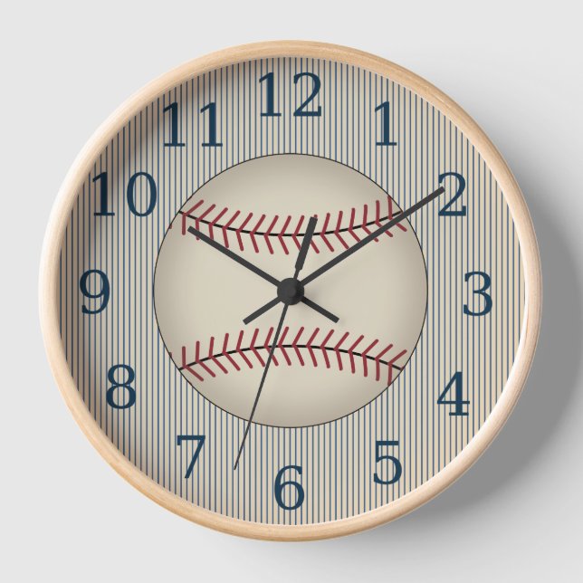 Vintage Blue Baseball Wall Clock Gift (Front)