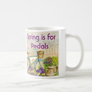 Vintage Blue Bike Petunias and Pansies Coffee Mug