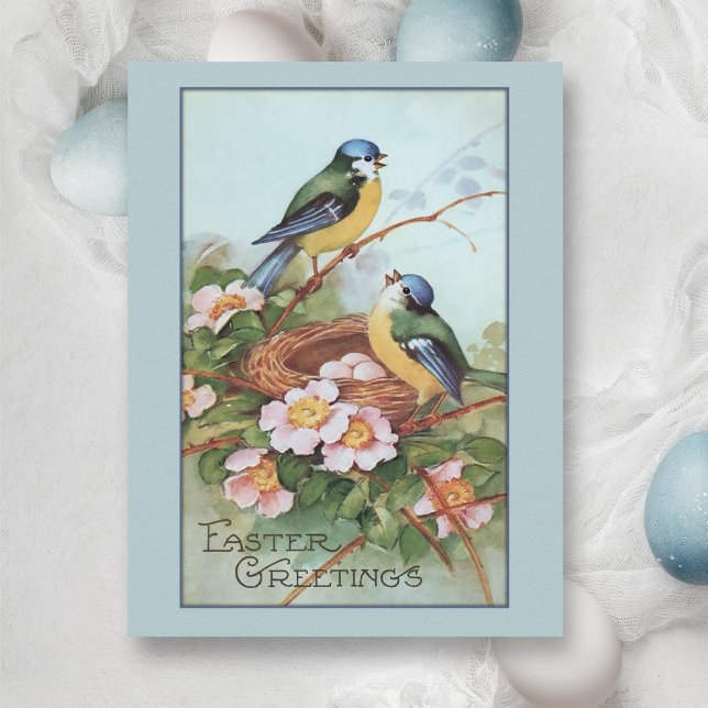 Vintage Blue Bird Easter Holiday Postcard (Creator Uploaded)