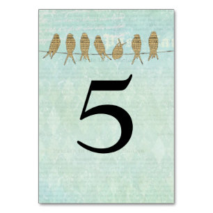 Vintage Blue Bird Music Table Number Card