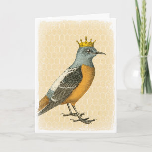 Vintage Blue Bird with Gold Crown Card