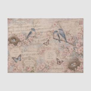 Vintage Blue Birds Cherry Blossoms Sheet Music