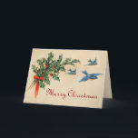 Vintage Blue Birds Christmas Card<br><div class="desc">Vintage Christmas cards for the people you love. Easy to customize! Each old world postcard is lovingly restored for best print quality.</div>