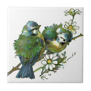 Vintage Blue Birds Tile