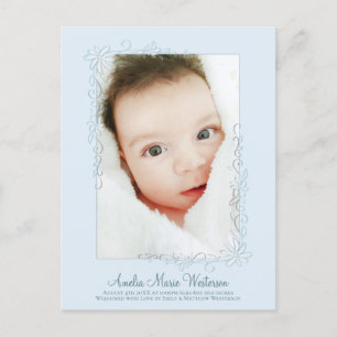 Vintage Blue Birth Announcement Boy Postcard