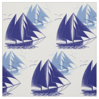Vintage blue boat boy's room nautical fabric
