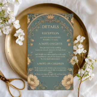 Vintage Blue Botanical Enclosure Card