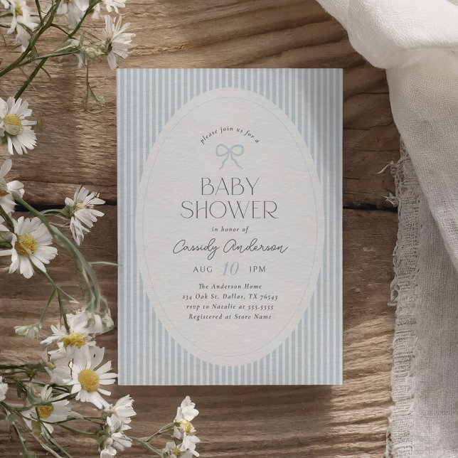 Vintage Blue Bow Boy Baby Shower Invitation (Creator Uploaded)