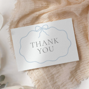 Vintage Blue Bow Boy Baby Shower Thank You Card