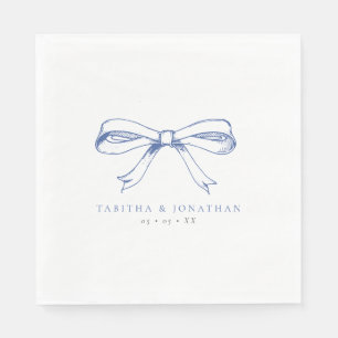 Vintage Blue Bow Wedding Napkin