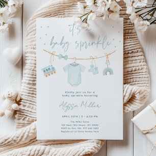 Vintage Blue Boy Baby Clothes Baby Sprinkle Invitation