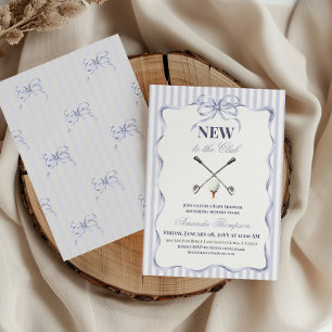 Vintage Blue Boy New to the Club Golf Baby Shower Invitation
