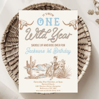 Vintage Blue Boys Wild Year 1st Birthday