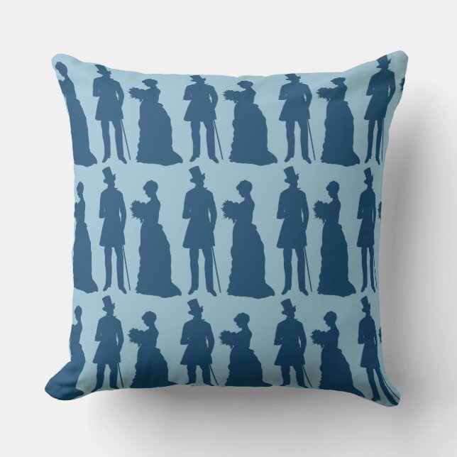 vintage blue bride groom cushion (Front)
