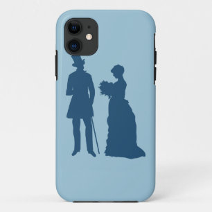 vintage blue bride groom iphone case