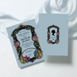 Vintage Blue Bridgerton Bridal Shower Invitation