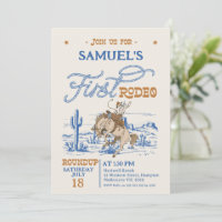 Vintage Blue Brown Bronco First Rodeo 1st Birthday