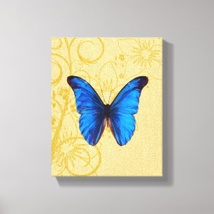 Vintage Blue Butterfly art Canvas Print