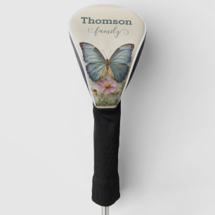 Vintage Blue Butterfly Floral Garden Family Golf Head Cover