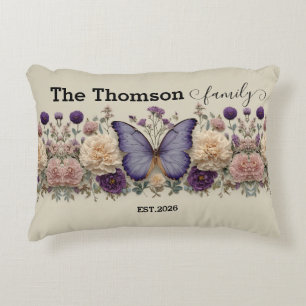 Vintage Blue Butterfly with Floral for Family Decorative Cushion