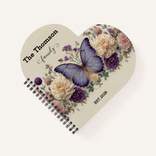 Vintage Blue Butterfly with Floral for Family Notebook