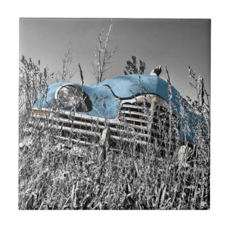 vintage blue car ceramic tile