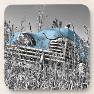 vintage blue car coaster