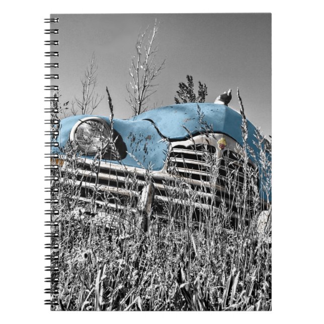 vintage blue car notebook (Front)