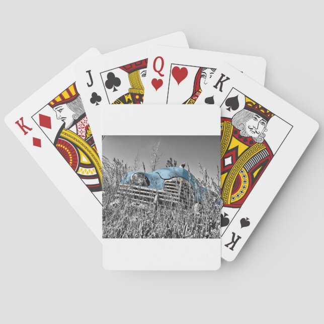 vintage blue car playing cards (Back)