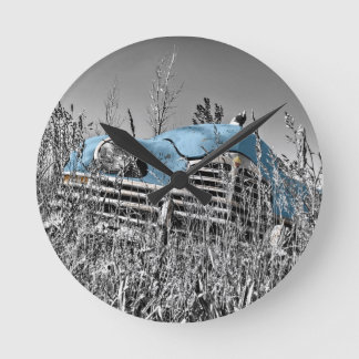 vintage blue car round clock