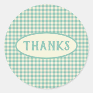 Vintage Blue Chequerboard Pattern Custom  Classic Round Sticker