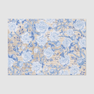 Vintage Blue Chinoiserie Bird & Floral Decoupage Tissue Paper
