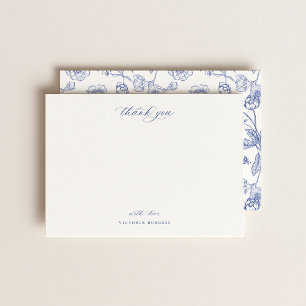 Vintage Blue Chinoiserie Floral Thank You Card