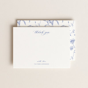 Vintage Blue Chinoiserie Floral Thank You Card
