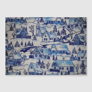 Vintage Blue Christmas Holiday Village