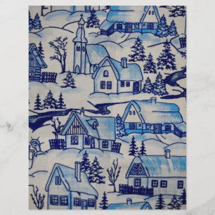 Vintage Blue Christmas Holiday Village
