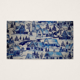 Vintage Blue Christmas Holiday Village
